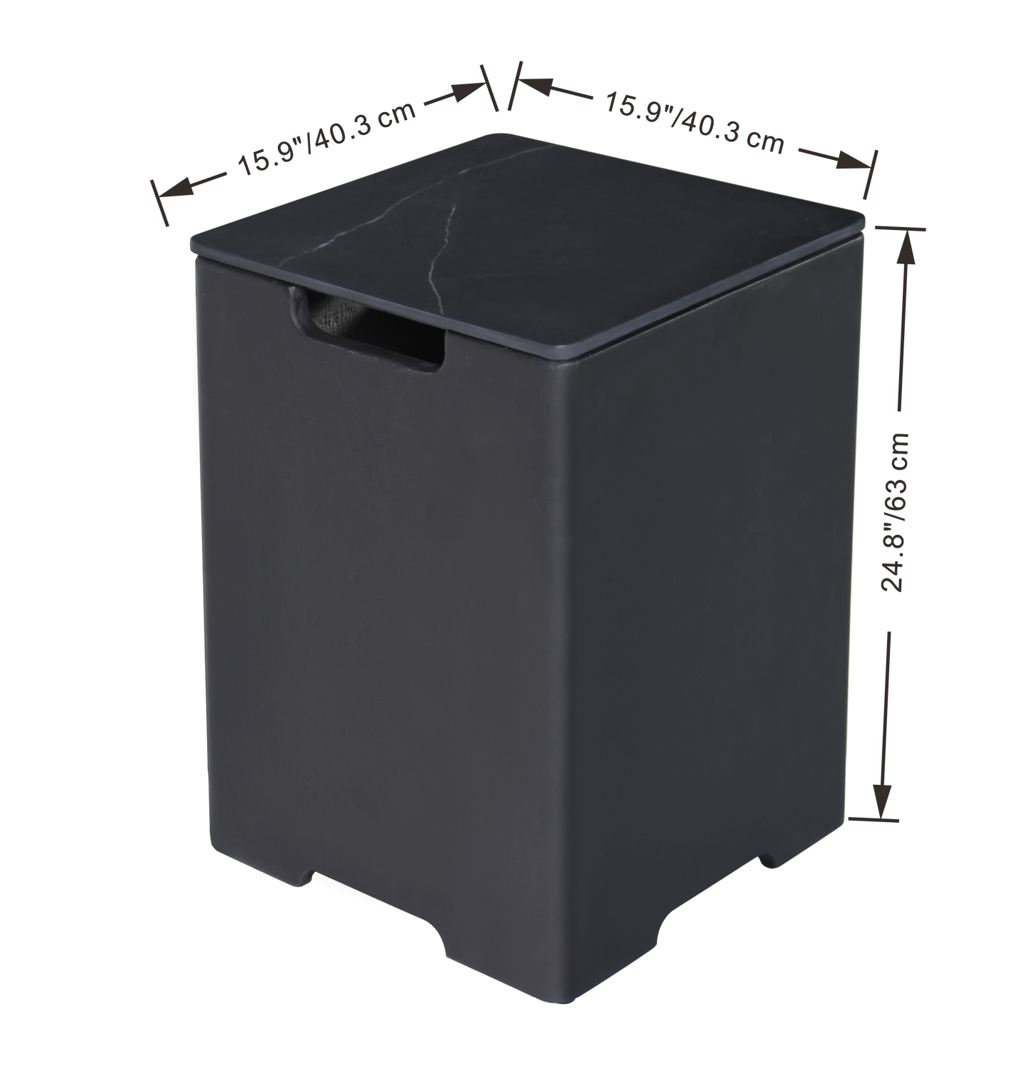 Sqaure Tank Cover H62cm - Smooth - dark gray(ONB01-208DG)