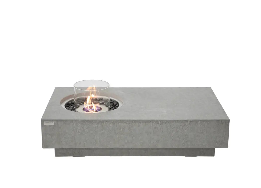Bio Ethanol Elementi salontafel voor binnen en buiten met glasrand, licht grijs