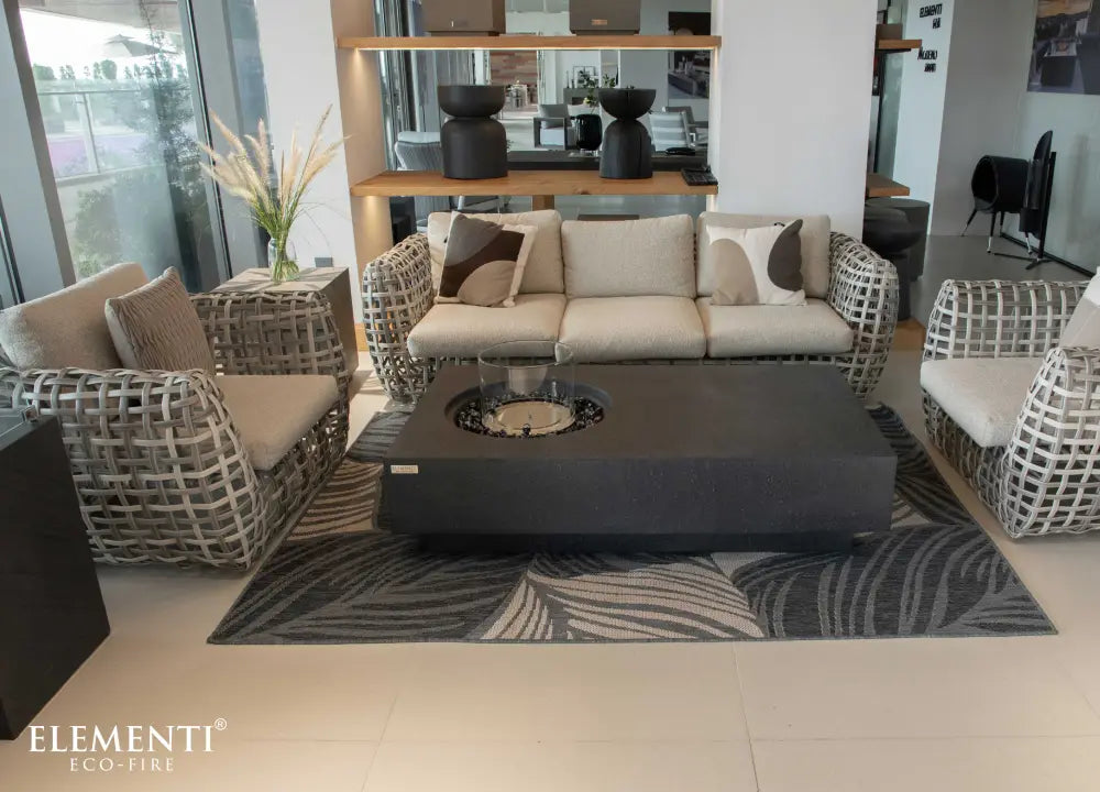 Bio Ethanol Elementi salontafel voor binnen en buiten met glasrand