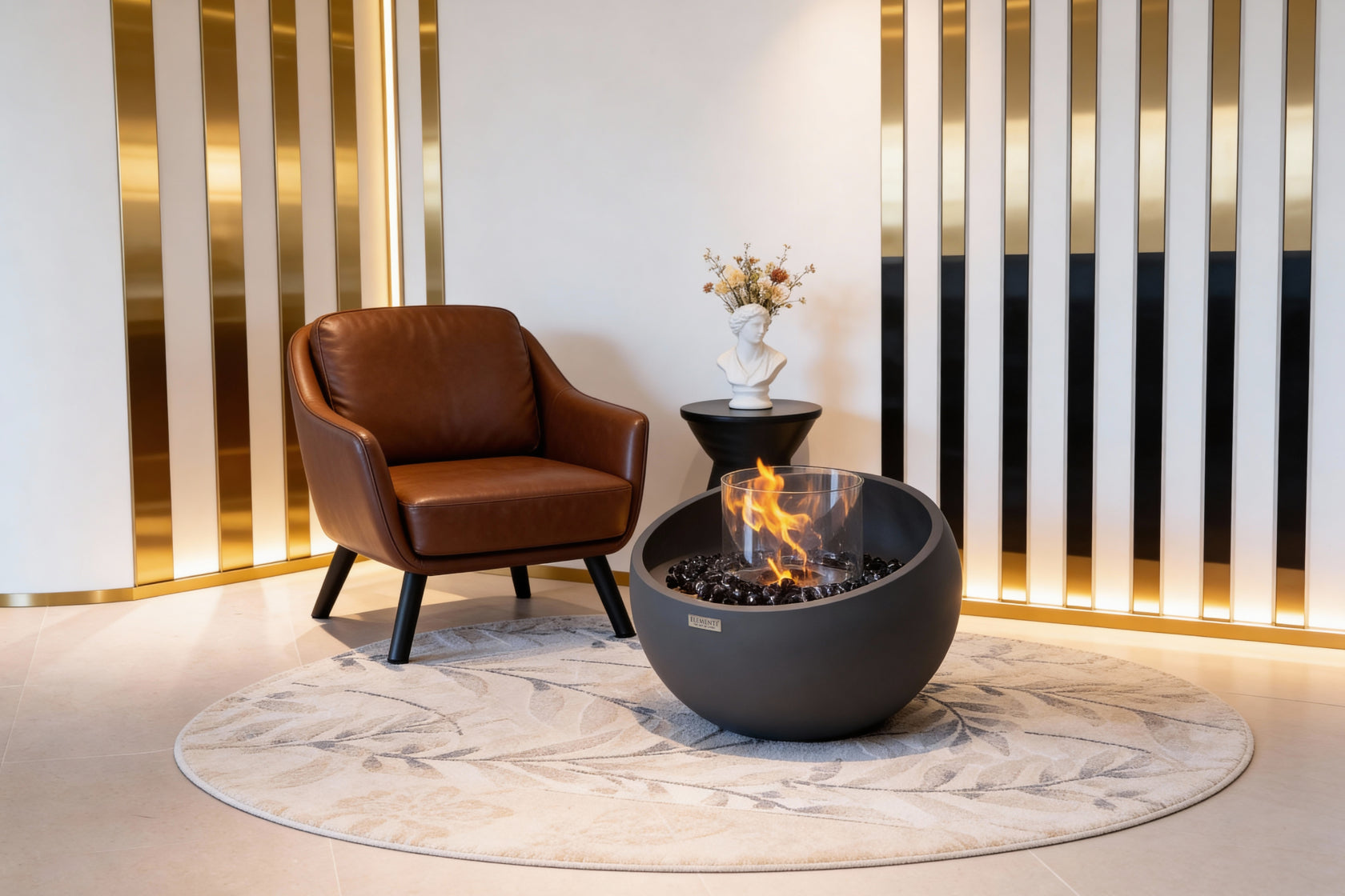 Elementi zwarte ronde bio ethanol haard