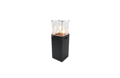 console met glas ingebouwde gasfles oin zwart marmer look