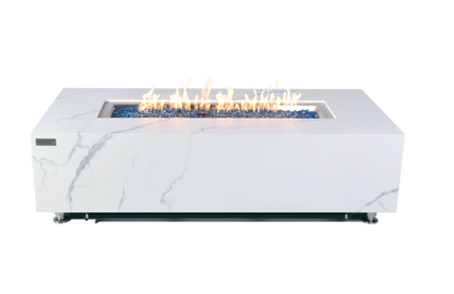 Witte moderne marmerlook Elementi tuinhaard op RVS pootjes