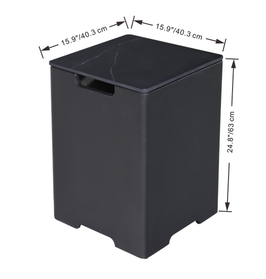 Sqaure Tank Cover H62cm - Smooth - dark gray(ONB01-208DG)